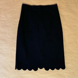 Banana Republic Black Pencil Skirt with Scalloped Edge